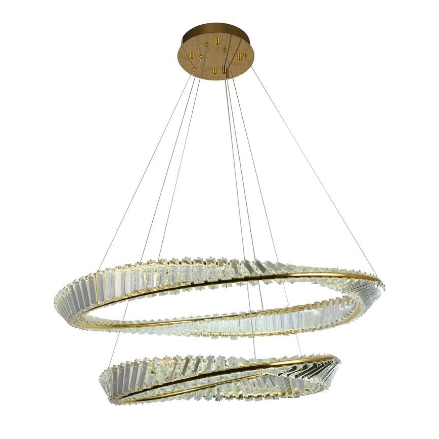 Suspension filaire en cristal à intensité variable LED/90W/230V 3000-6500K doré/chrome + Télécommande