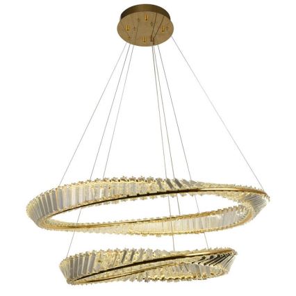 Suspension filaire en cristal à intensité variable LED/90W/230V 3000-6500K doré/chrome + Télécommande
