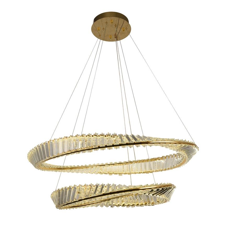 Suspension filaire en cristal à intensité variable LED/90W/230V 3000-6500K doré/chrome + Télécommande