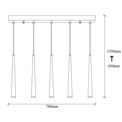 Suspension filaire à intensité variable UGUR 5xLED/3W/230V