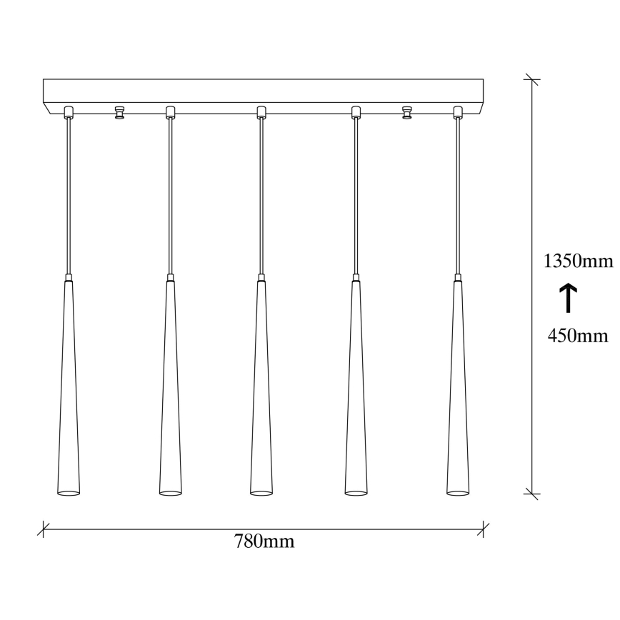 Suspension filaire à intensité variable UGUR 5xLED/3W/230V