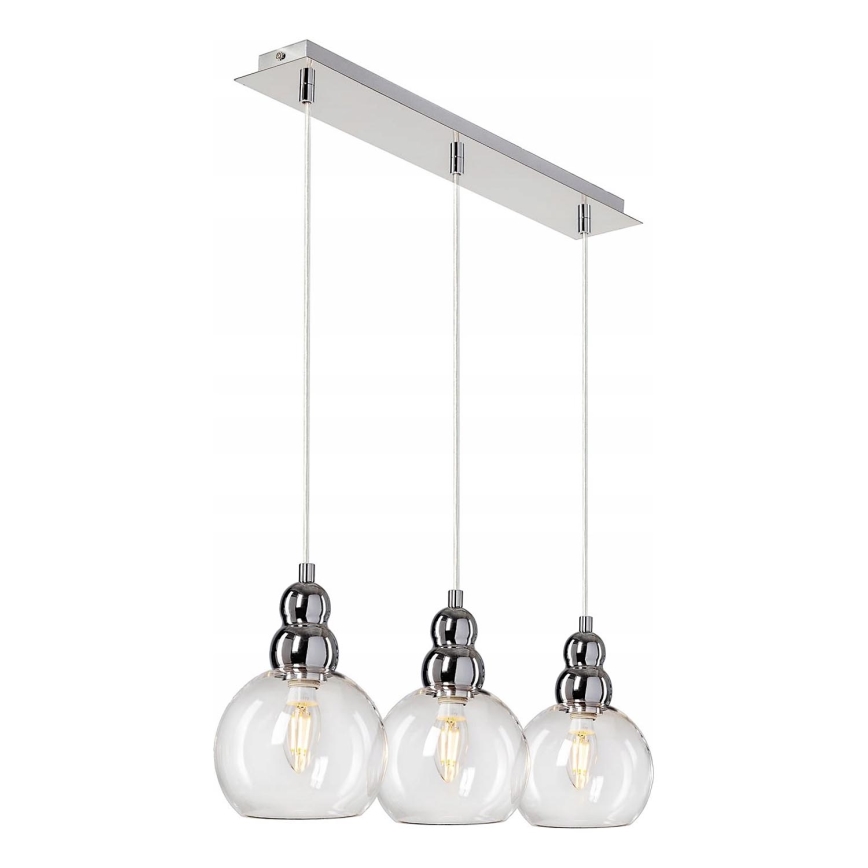 Suspension filaire AKSO 3xE14/40W/230V argent