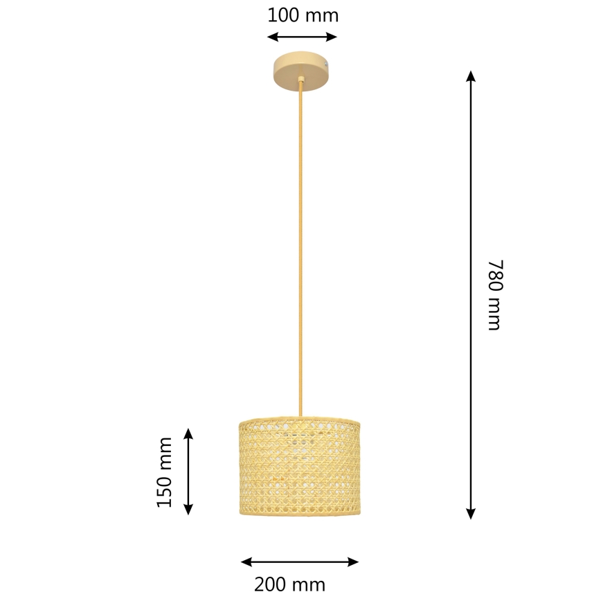 Suspension filaire ALBA 1xE27/15W/230V diam. 20 cm rotin