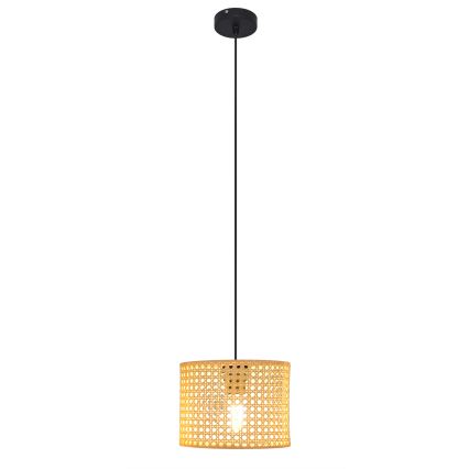 Suspension filaire ALBA 1xE27/15W/230V diam. 20 cm rotin/noir