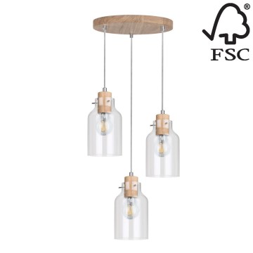 Suspension filaire ALESSANDRO 3xE27/60W/230V chêne - certifié FSC