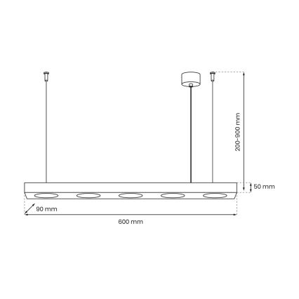 Suspension filaire ALEXANDER 5xGX53/12W/230V noir