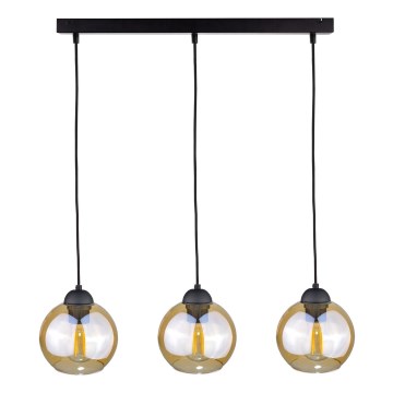 Suspension filaire AMBRE BLACK 3xE27/60W/230V noir/fumé marron