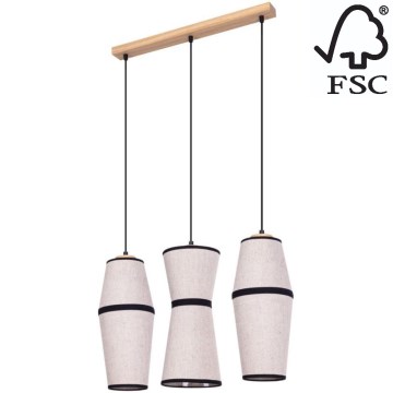 Suspension filaire AMIGO 3xE27/25W/230V chêne – FSC certifié