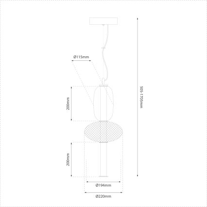Suspension filaire ARAME LED/23W/230V d. 22 cm noir
