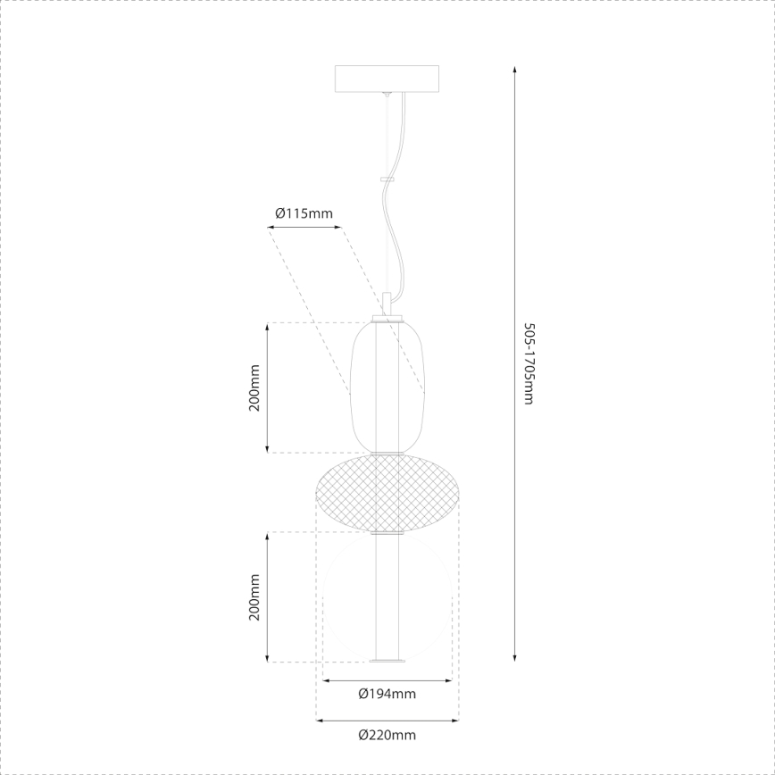 Suspension filaire ARAME LED/23W/230V d. 22 cm noir