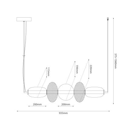 Suspension filaire ARAME LED/32W/230V noir