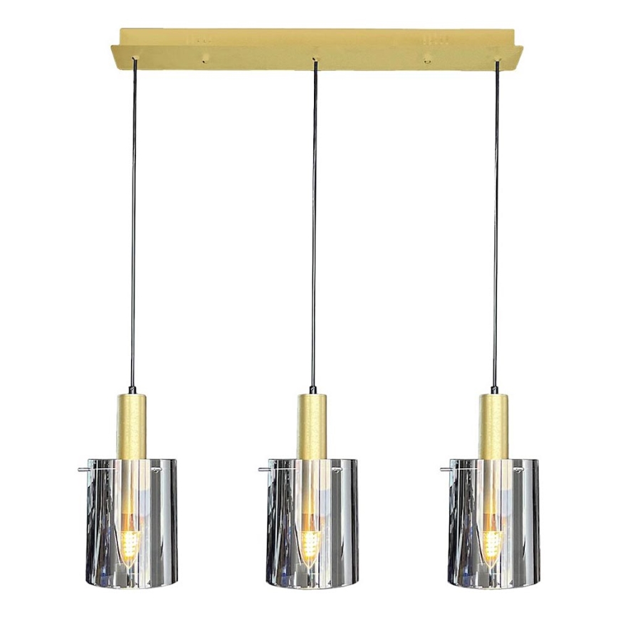 Suspension filaire ARCADIA 3xE27/60W/230V doré/fumé