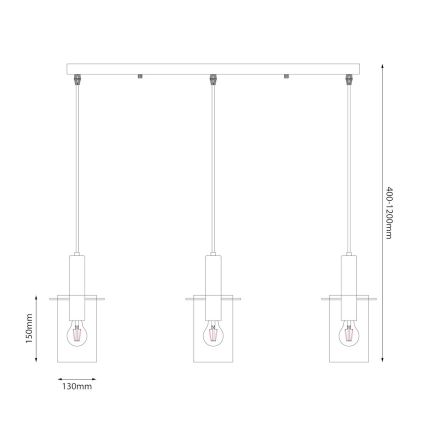 Suspension filaire ARCADIA 3xE27/60W/230V doré/fumé