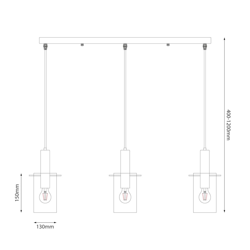 Suspension filaire ARCADIA 3xE27/60W/230V doré/fumé