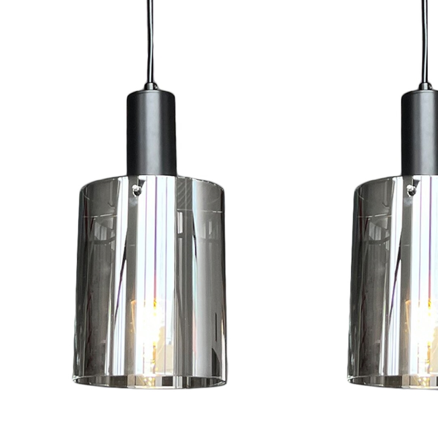 Suspension filaire ARCADIA 3xE27/60W/230V noir/fumé