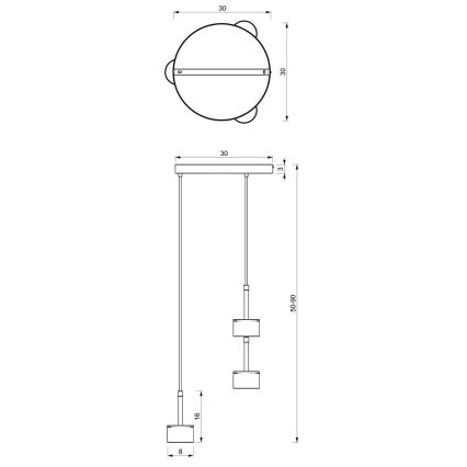 Suspension filaire ARENA 3xGX53/11W/230V bleu/or