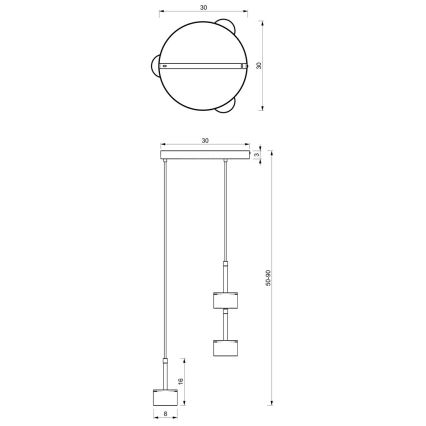Suspension filaire ARENA 3xGX53/11W/230V noire/dorée