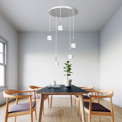 Suspension filaire ARENA 5xGX53/11W/230V blanc/chrome brillant
