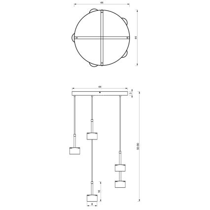 Suspension filaire ARENA 5xGX53/11W/230V blanche/dorée