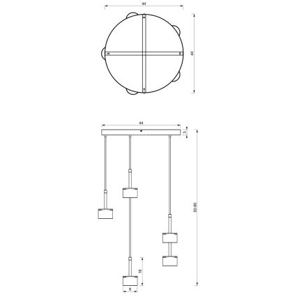 Suspension filaire ARENA 5xGX53/11W/230V vert/gold