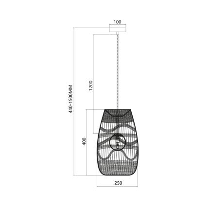 Suspension filaire ARONA 1xG9/9W/230V d. 25 cm rotin/noir