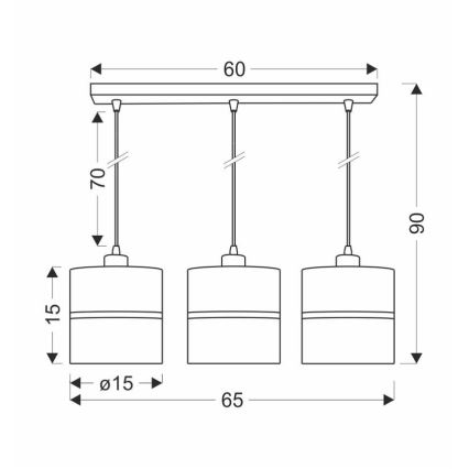 Suspension filaire ASSAM 3xE27/60W/230V noir