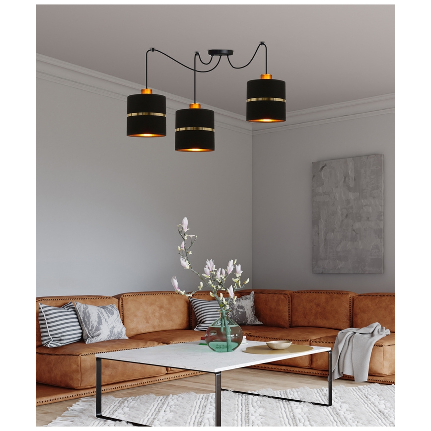 Suspension filaire ASSAM 3xE27/60W/230V noir
