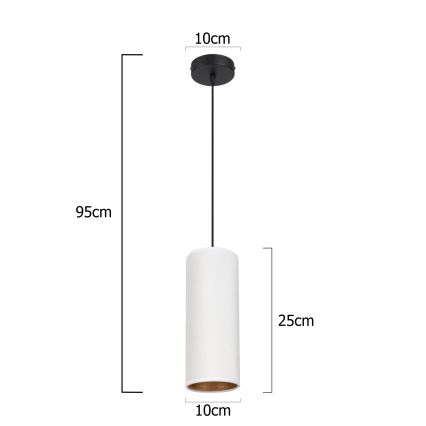 Suspension filaire AVALO 1xE27/60W/230V blanc/cuivre