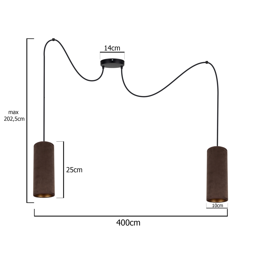 Suspension filaire AVALO 2xE27/60W/230V araignée marron/cuivre