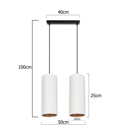 Suspension filaire AVALO 2xE27/60W/230V blanc/cuivre