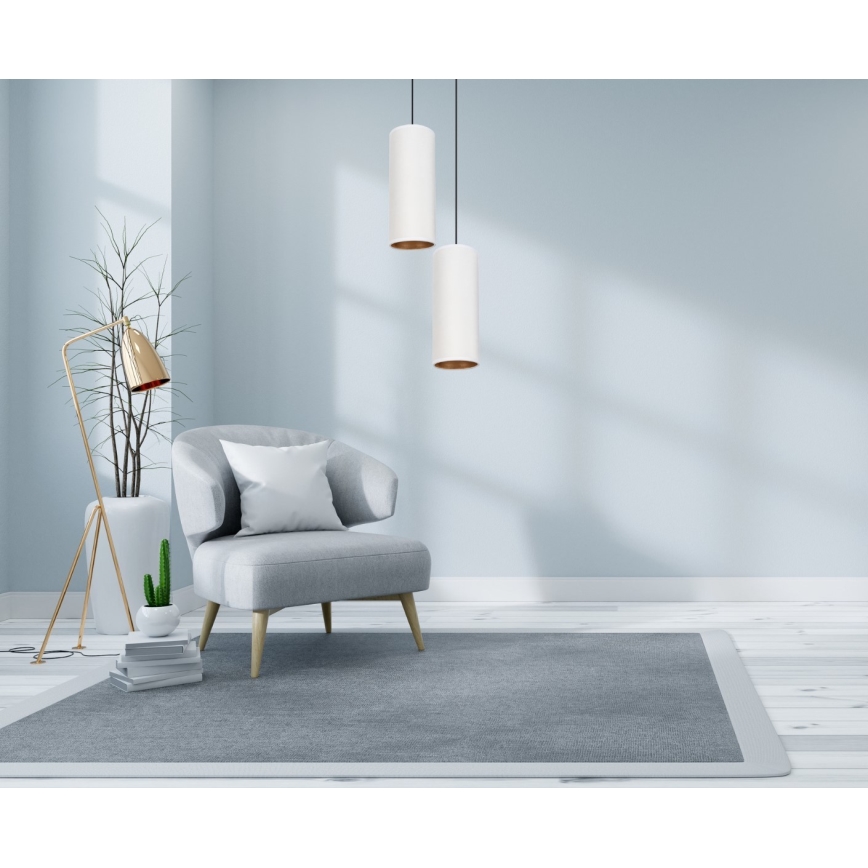 Suspension filaire AVALO 2xE27/60W/230V diam. 20 cm blanc/cuivre