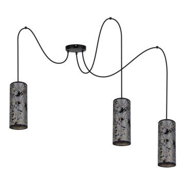 Suspension filaire AVALO 3xE27/60W/230V araignée gris/noir