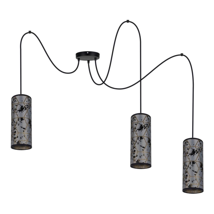 Suspension filaire AVALO 3xE27/60W/230V araignée gris/noir