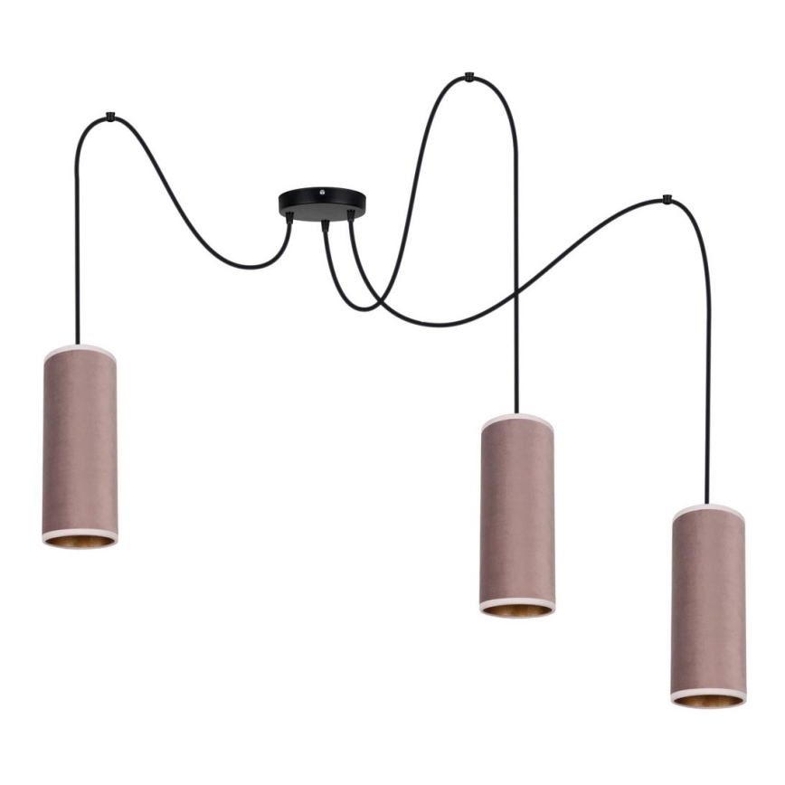 Suspension filaire AVALO 3xE27/60W/230V araignée rose/cuivre