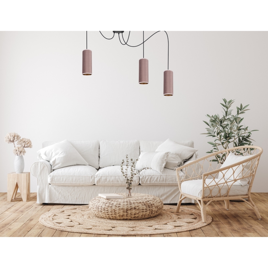 Suspension filaire AVALO 3xE27/60W/230V araignée rose/cuivre