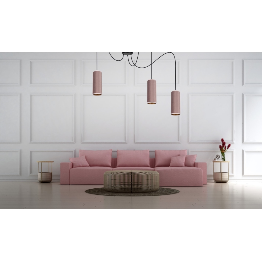Suspension filaire AVALO 3xE27/60W/230V araignée rose/cuivre