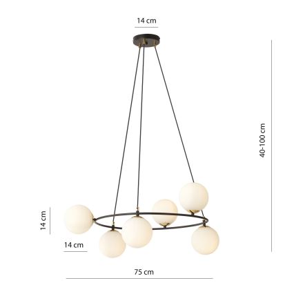 Suspension filaire AZURA 6xE14/10W/230V noir/blanc