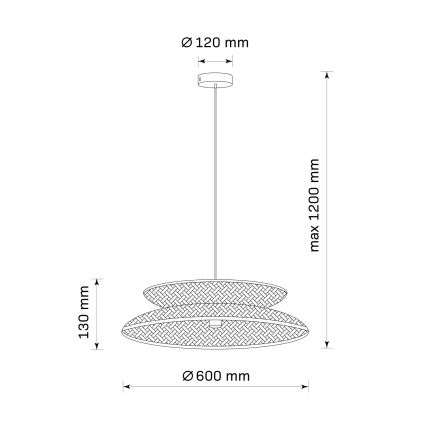 Suspension filaire BALI 1xE27/20W/230V d. 60 cm bambou