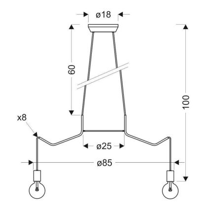 Suspension filaire BASSO 8xE27/40W/230V blanc