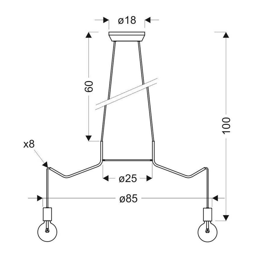 Suspension filaire BASSO 8xE27/40W/230V noir