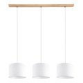 Suspension filaire BENITA 3xE27/40W/230V blanc/chêne