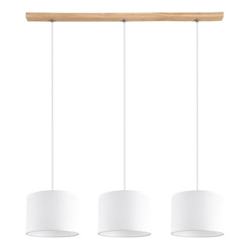 Suspension filaire BENITA 3xE27/40W/230V blanc/chêne