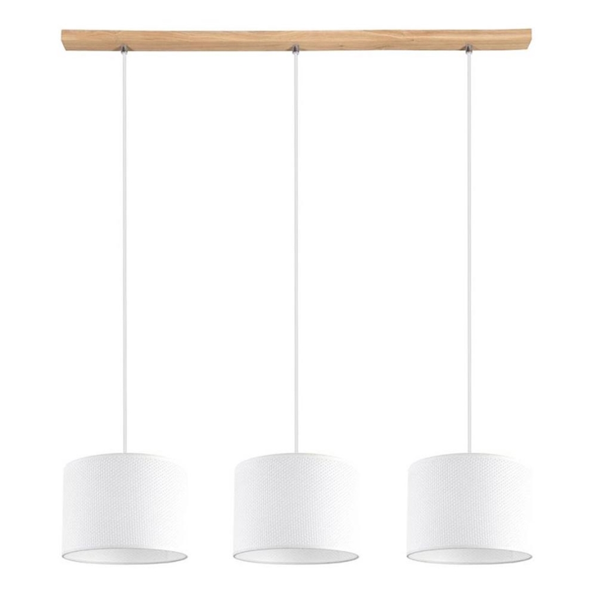 Suspension filaire BENITA 3xE27/40W/230V blanc/chêne