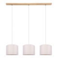 Suspension filaire BENITA 3xE27/40W/230V crème/chêne