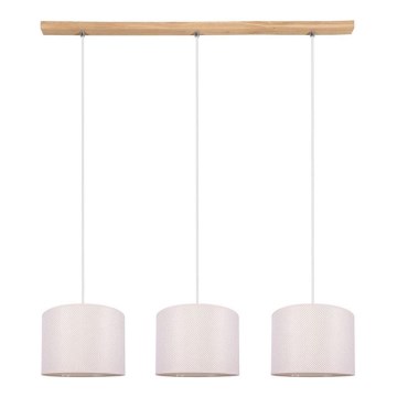Suspension filaire BENITA 3xE27/40W/230V crème/chêne