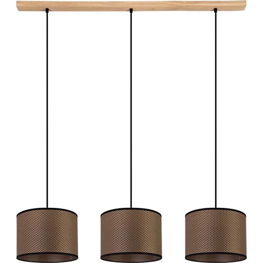 Suspension filaire BENITA 3xE27/40W/230V marron/chêne