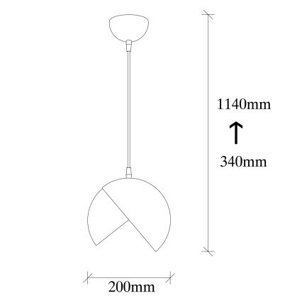 Suspension filaire BERCESTE 1xE27/40W/230V noire/dorée