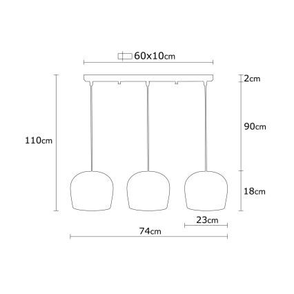 Suspension filaire BERCESTE 3xE27/40W/230V