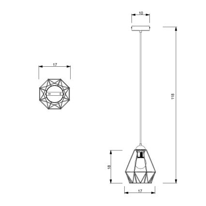 Suspension filaire BERGEN 1xE27/60W/230V noir/doré