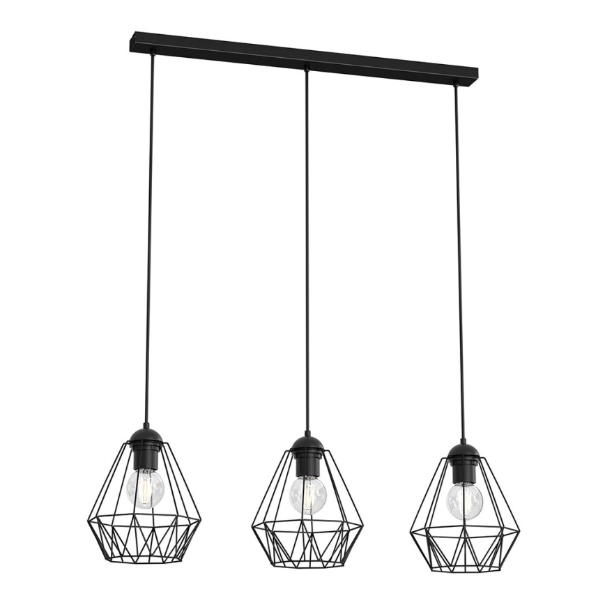 Suspension filaire BERGEN 3xE27/60W/230V noir